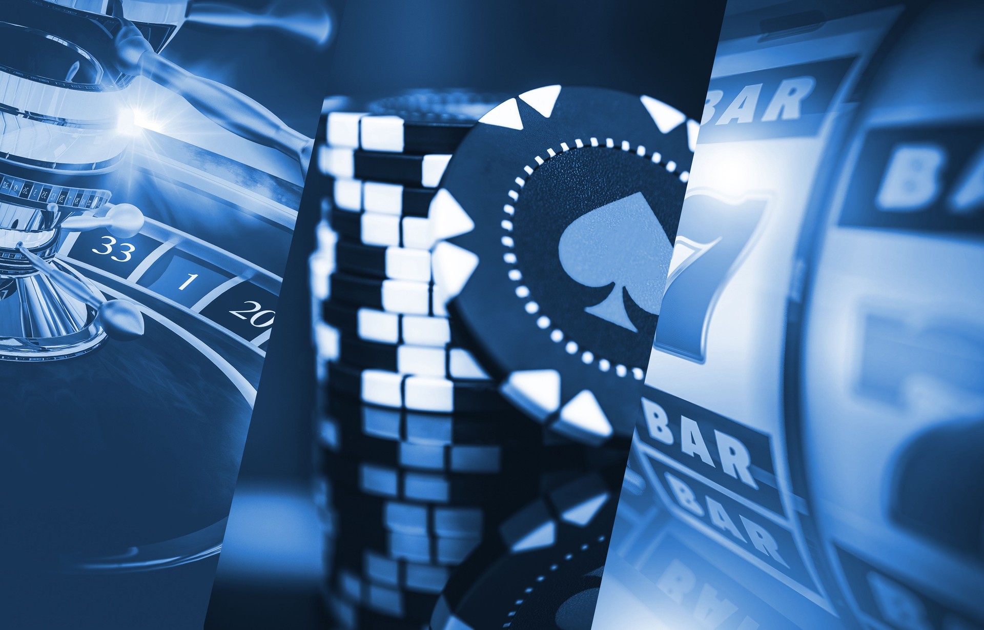 Casino Concept With Roulette Slot Machine And Poker Chips.